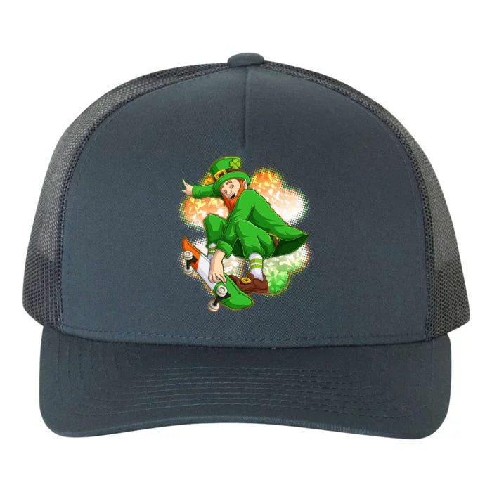 Happy St Patricks Day Skateboarding Leprechaun Yupoong Adult 5-Panel Trucker Hat