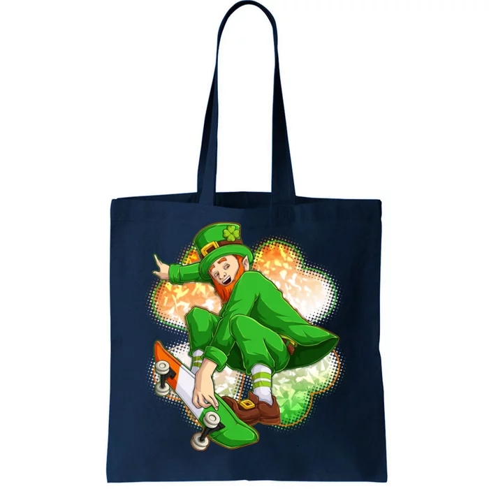 Happy St Patricks Day Skateboarding Leprechaun Tote Bag