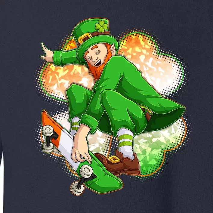 Happy St Patricks Day Skateboarding Leprechaun Toddler Sweatshirt