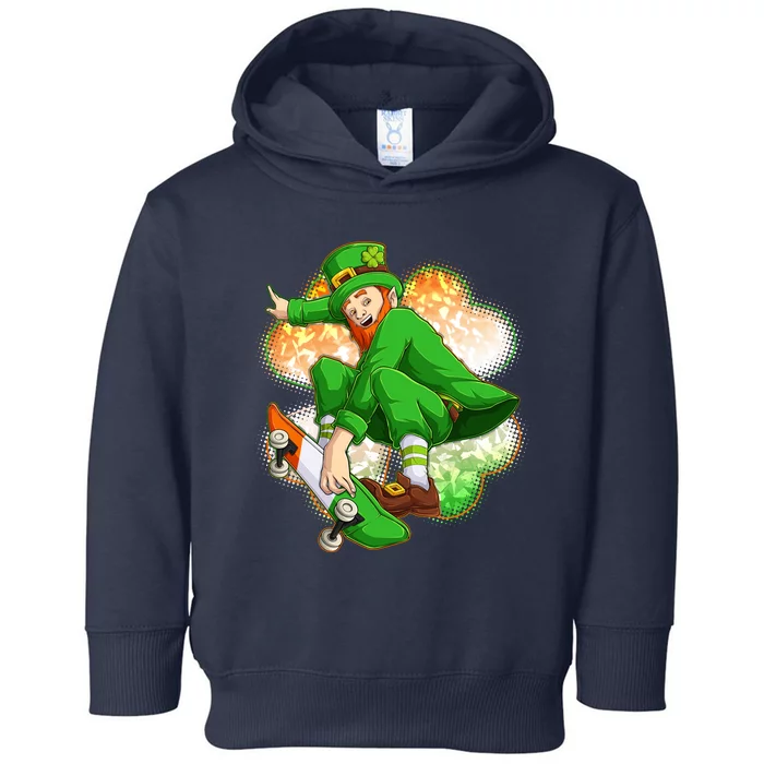 Happy St Patricks Day Skateboarding Leprechaun Toddler Hoodie