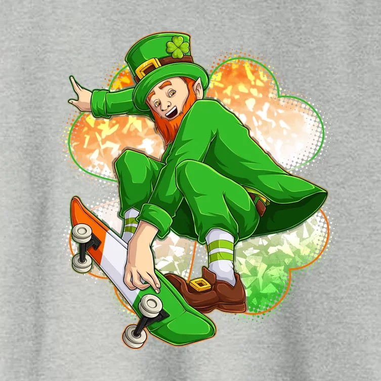 Happy St Patricks Day Skateboarding Leprechaun Women's Crop Top Tee