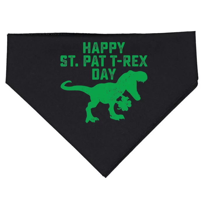 Happy St Pat Trex Day Dino St Patricks Day USA-Made Doggie Bandana