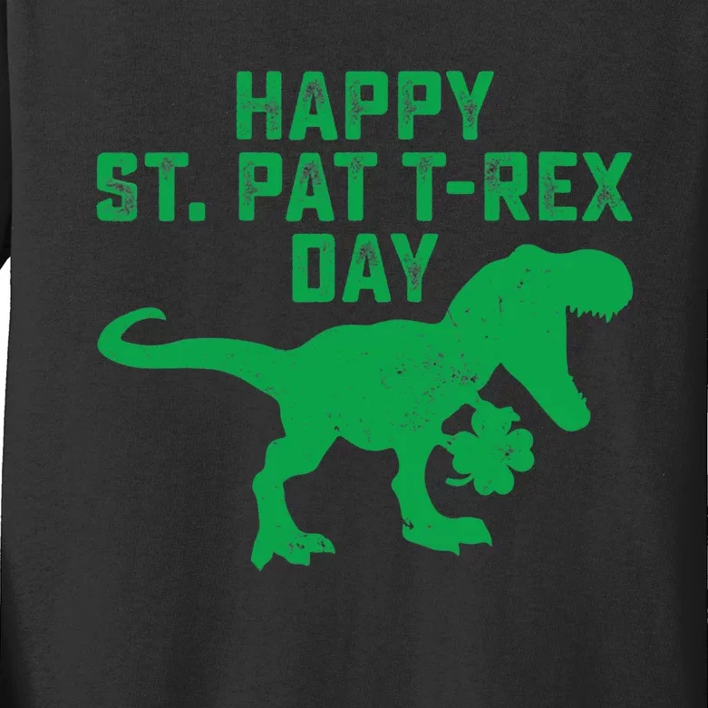 Happy St Pat Trex Day Dino St Patricks Day Kids Long Sleeve Shirt