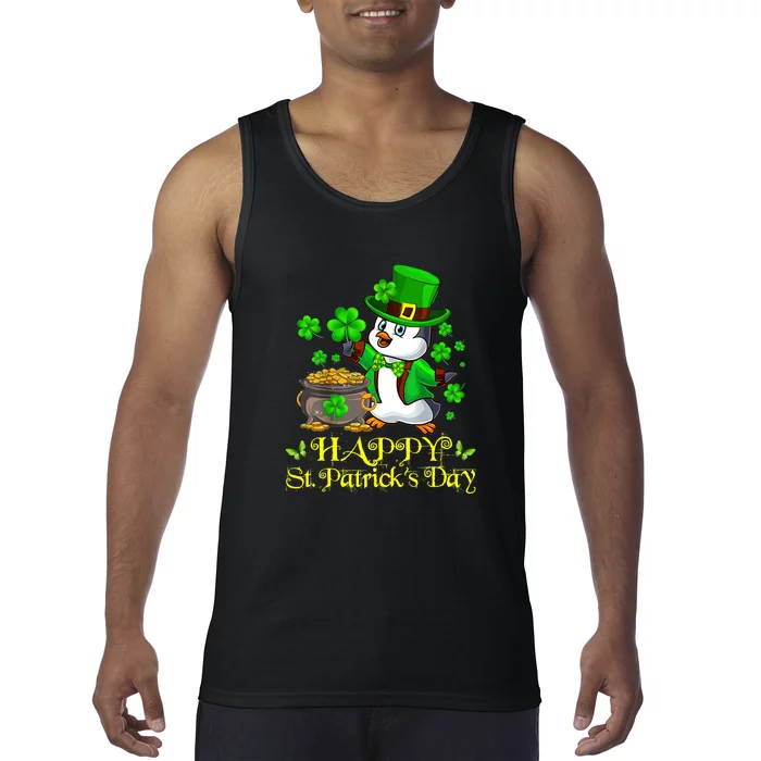 Happy St. Patrick Day Irish Penguin Shamrock Ireland Flag Tank Top