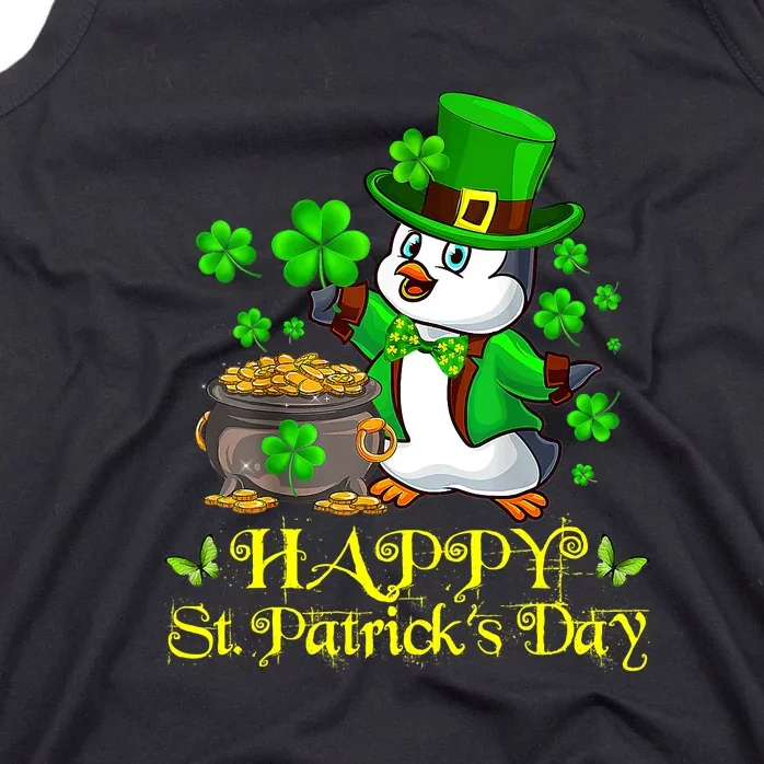 Happy St. Patrick Day Irish Penguin Shamrock Ireland Flag Tank Top