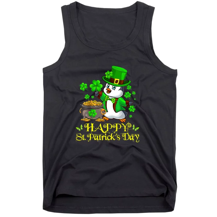 Happy St. Patrick Day Irish Penguin Shamrock Ireland Flag Tank Top