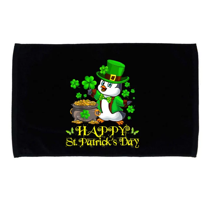 Happy St. Patrick Day Irish Penguin Shamrock Ireland Flag Microfiber Hand Towel