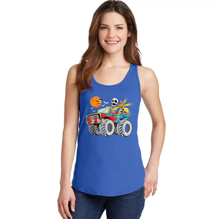 Halloween Skeleton Riding Monster Truck Gift Ladies Essential Tank