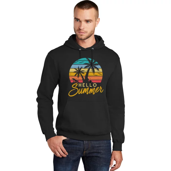 Hello Summer Retro Beach Vacation Hoodie