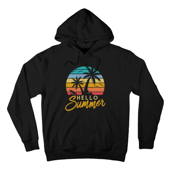 Hello Summer Retro Beach Vacation Hoodie