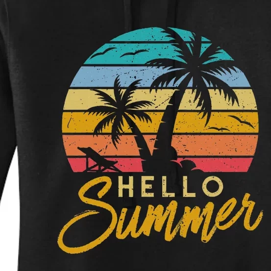 Hello Summer Retro Beach Vacation Women's Pullover Hoodie