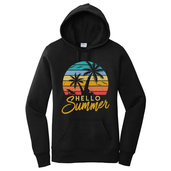 Hello Summer Retro Beach Vacation Women's Pullover Hoodie