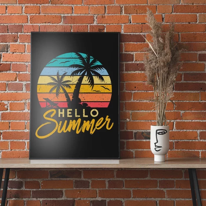 Hello Summer Retro Beach Vacation Poster