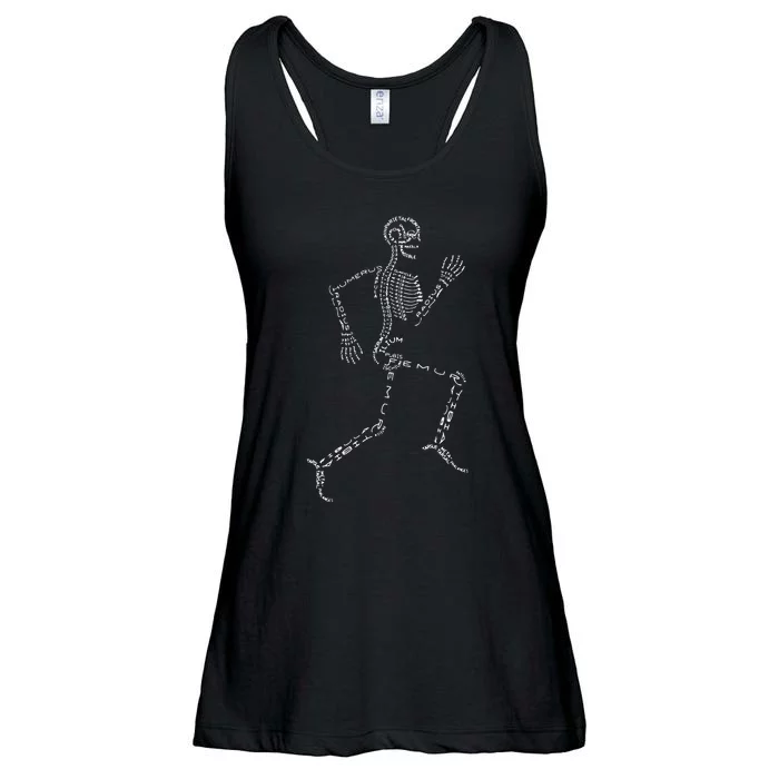 Human Skeleton Running Bone Names Anatomy Labels for Geeks Ladies Essential Flowy Tank