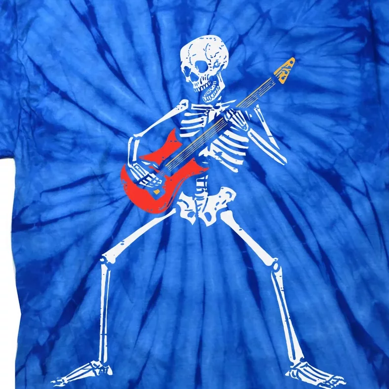 Halloween Skeleton Rocker Guitar Punk Rock Costume Tie-Dye T-Shirt