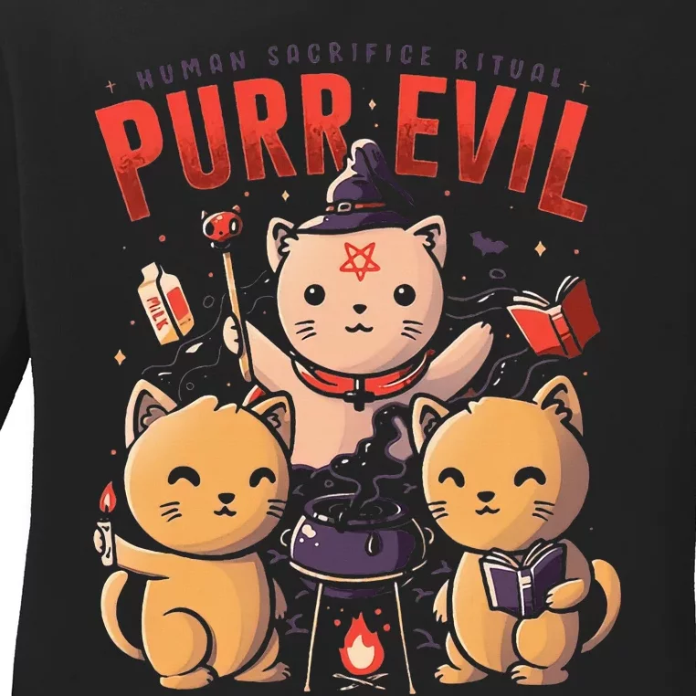 Human Sacrifice Ritual PurrEvil Ladies Long Sleeve Shirt