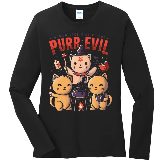 Human Sacrifice Ritual PurrEvil Ladies Long Sleeve Shirt