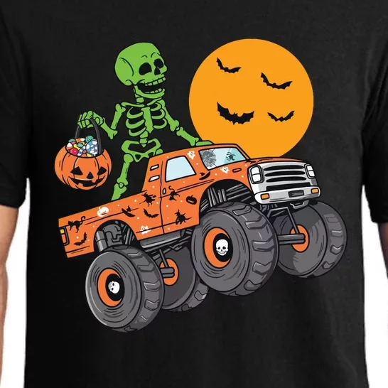 Halloween Skeleton Riding Monster Truck Boy Kids Pajama Set