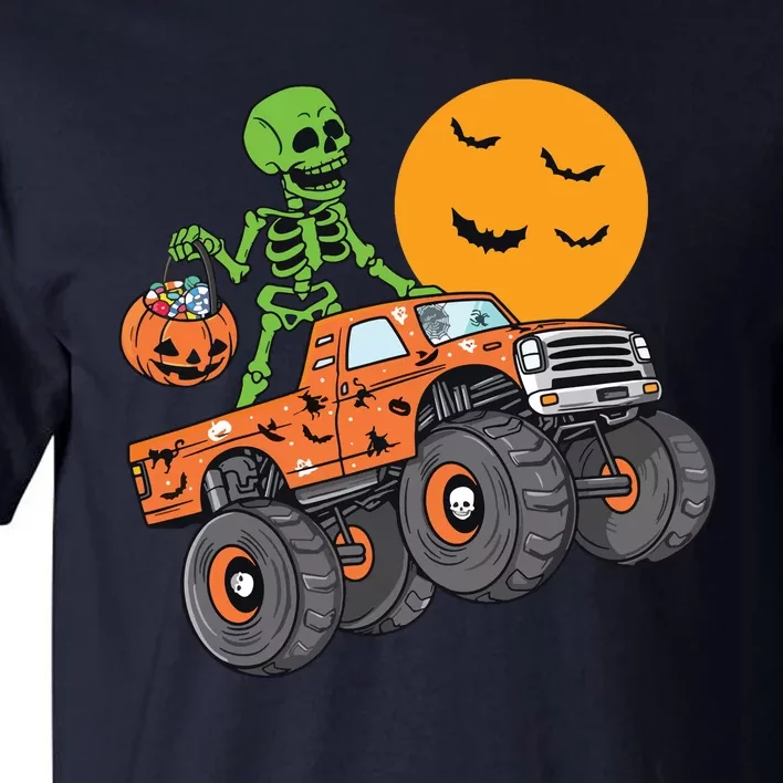 Halloween Skeleton Riding Monster Truck Boy Kids Tall T-Shirt