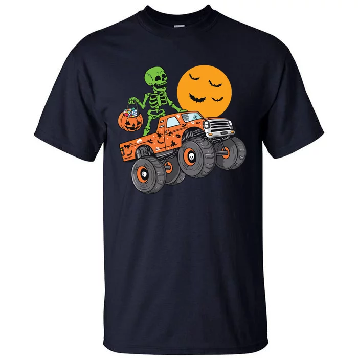 Halloween Skeleton Riding Monster Truck Boy Kids Tall T-Shirt