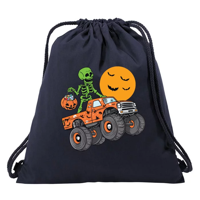 Halloween Skeleton Riding Monster Truck Boy Kids Drawstring Bag