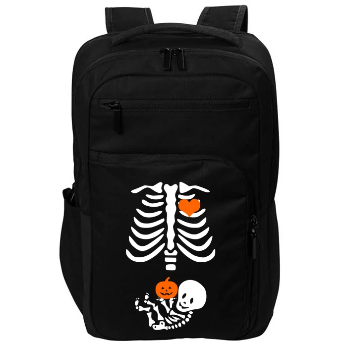 Halloween Skeleton Rib Cage Maternity Pregnant Pumpkin Gift Impact Tech Backpack