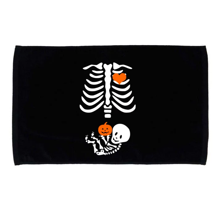 Halloween Skeleton Rib Cage Maternity Pregnant Pumpkin Gift Microfiber Hand Towel