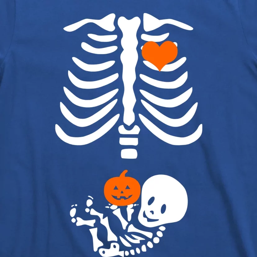 Halloween Skeleton Rib Cage Maternity Pregnant Pumpkin Gift T-Shirt