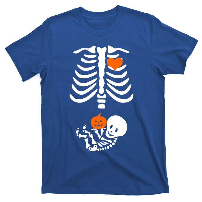 Halloween Skeleton Rib Cage Maternity Pregnant Pumpkin Gift T-Shirt