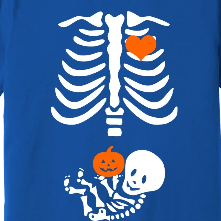 Halloween Skeleton Rib Cage Maternity Pregnant Pumpkin Gift Premium T-Shirt