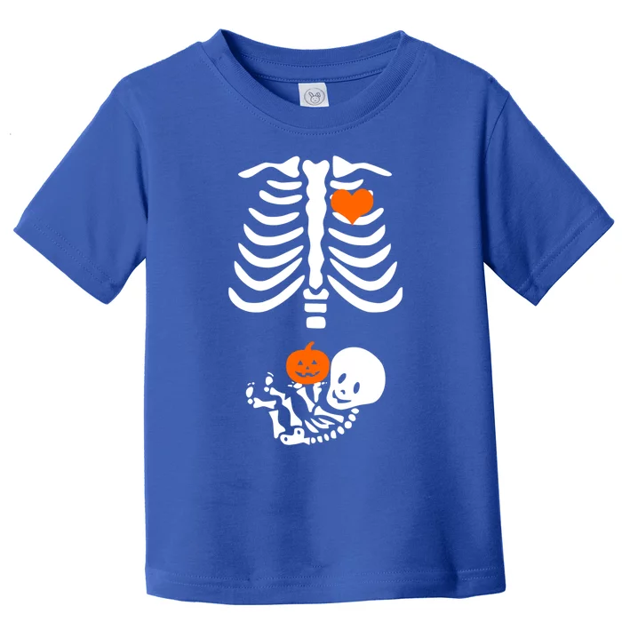 Halloween Skeleton Rib Cage Maternity Pregnant Pumpkin Gift Toddler T-Shirt