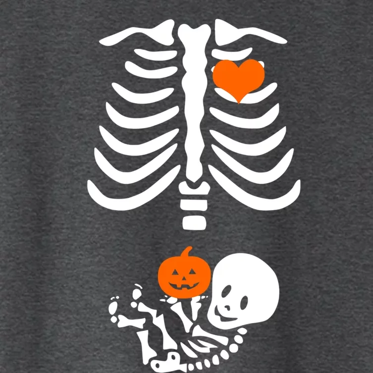 Halloween Skeleton Rib Cage Maternity Pregnant Pumpkin Gift Women's Crop Top Tee