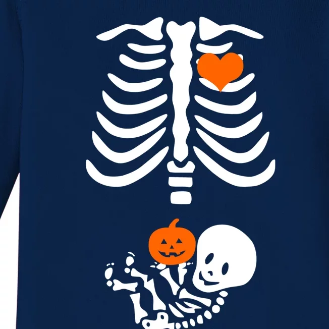 Halloween Skeleton Rib Cage Maternity Pregnant Pumpkin Gift Baby Long Sleeve Bodysuit