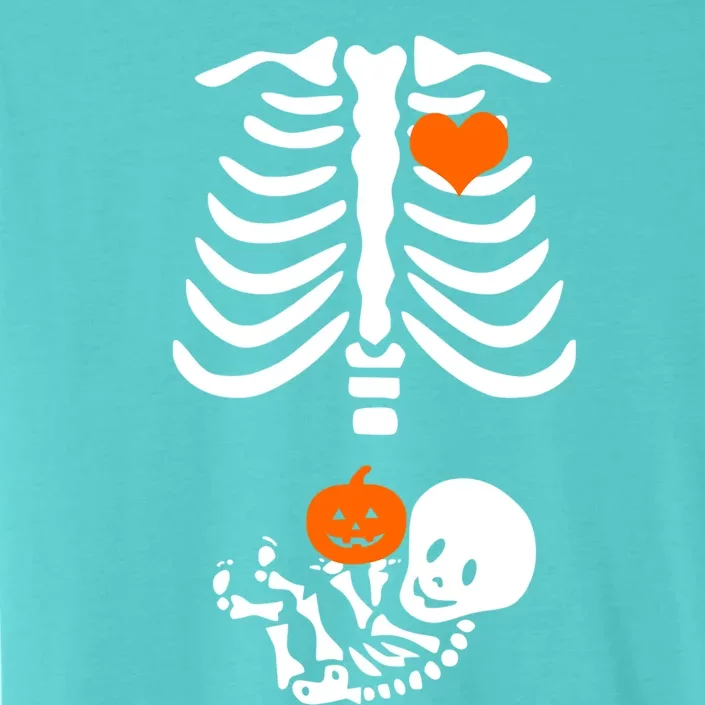 Halloween Skeleton Rib Cage Maternity Pregnant Pumpkin Gift ChromaSoft Performance T-Shirt