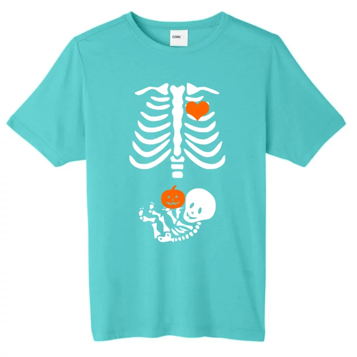 Halloween Skeleton Rib Cage Maternity Pregnant Pumpkin Gift ChromaSoft Performance T-Shirt