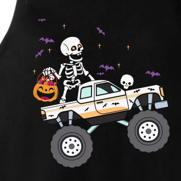 Halloween Skeleton Riding Monster Truck Great Gift Ladies Tri-Blend Wicking Tank