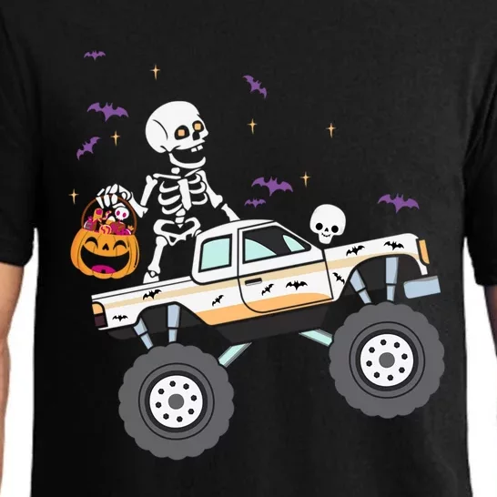 Halloween Skeleton Riding Monster Truck Great Gift Pajama Set