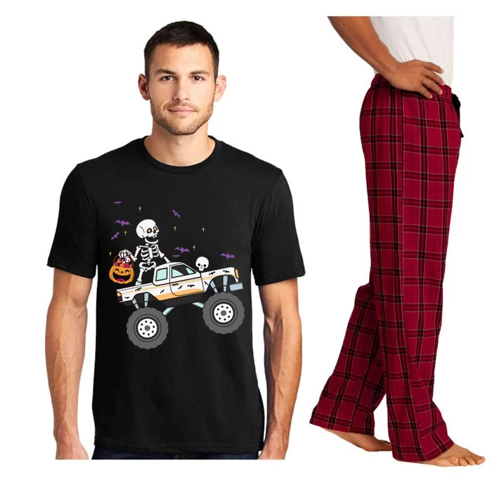 Halloween Skeleton Riding Monster Truck Great Gift Pajama Set