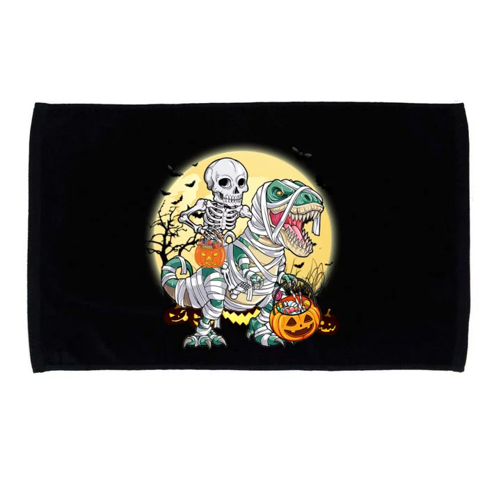 Halloween Skeleton Riding Mummy Dinosaurs T Rex Pumpkin Fun Cute Gift Microfiber Hand Towel