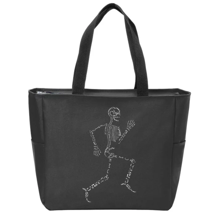 Human Skeleton Running Bone Names Anatomy Labels For Geeks Zip Tote Bag