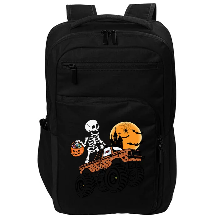 Halloween Skeleton Riding Monster Truck Gift Impact Tech Backpack