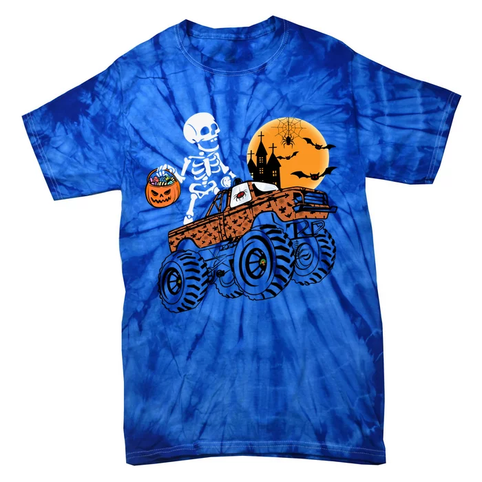 Halloween Skeleton Riding Monster Truck Gift Tie-Dye T-Shirt