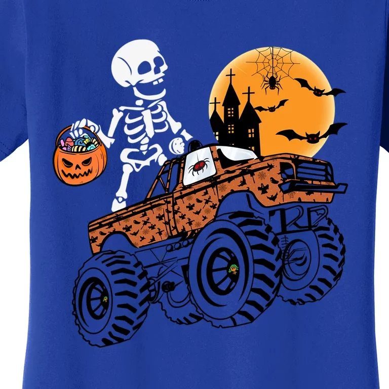 Halloween Skeleton Riding Monster Truck Gift Women's T-Shirt