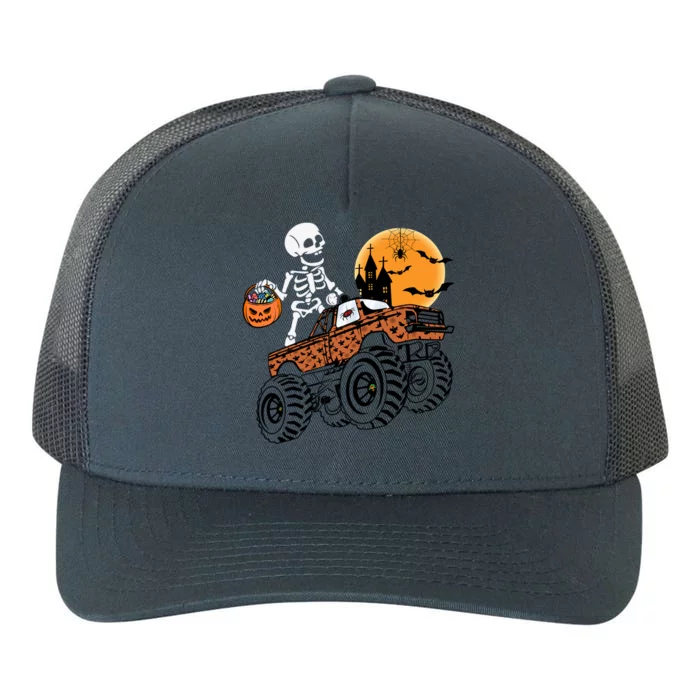 Halloween Skeleton Riding Monster Truck Gift Yupoong Adult 5-Panel Trucker Hat