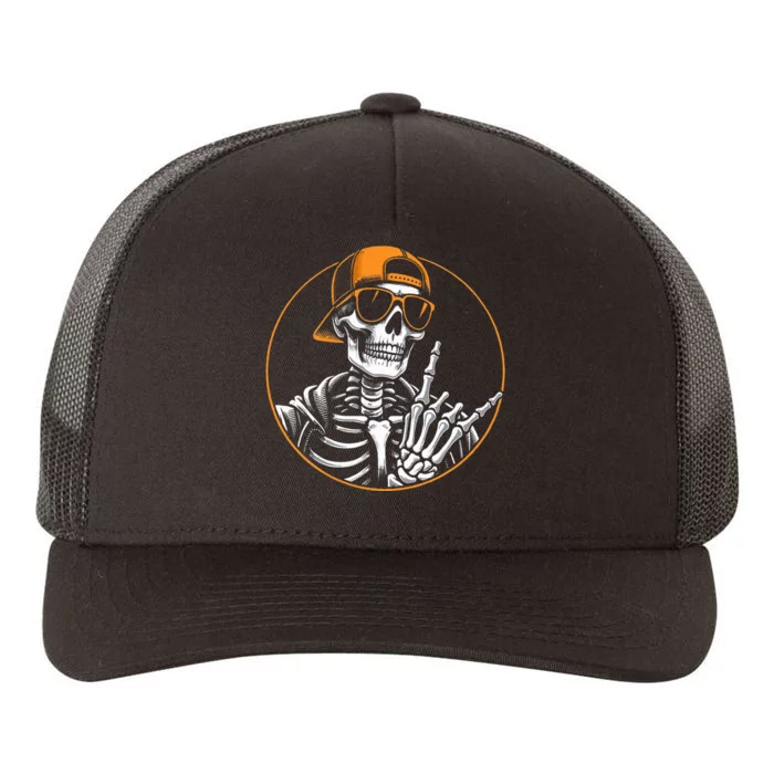 Halloween Skeleton Rock Hand Rocker Yupoong Adult 5-Panel Trucker Hat