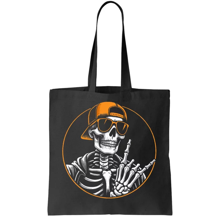 Halloween Skeleton Rock Hand Rocker Tote Bag