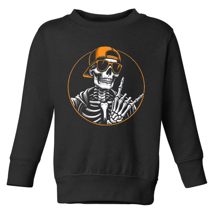 Halloween Skeleton Rock Hand Rocker Toddler Sweatshirt