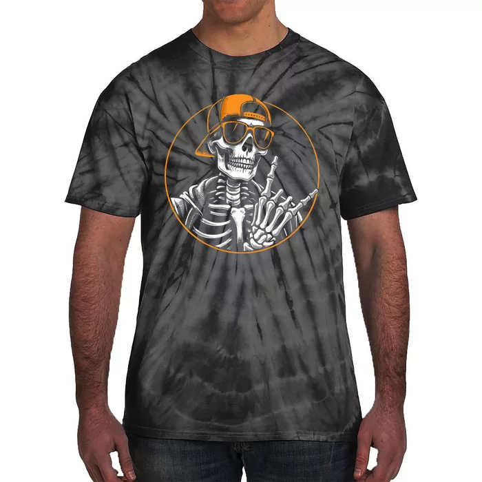 Halloween Skeleton Rock Hand Rocker Tie-Dye T-Shirt