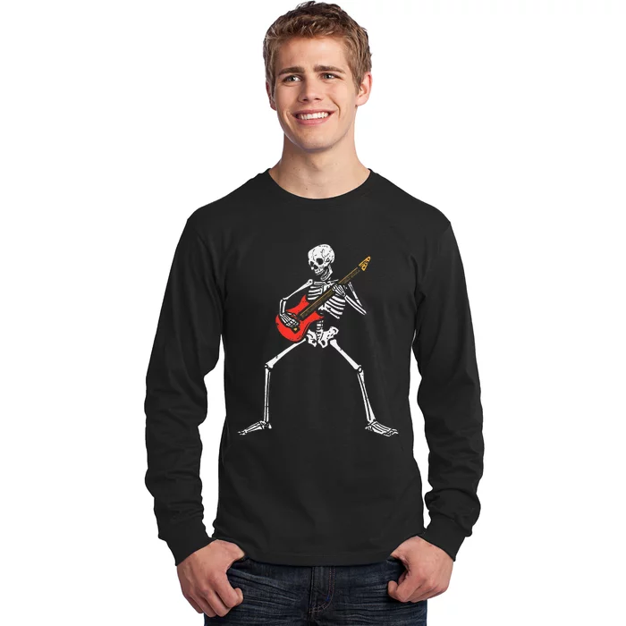 Halloween Skeleton Rocker Guitar Punk Rock Costume Long Sleeve Shirt