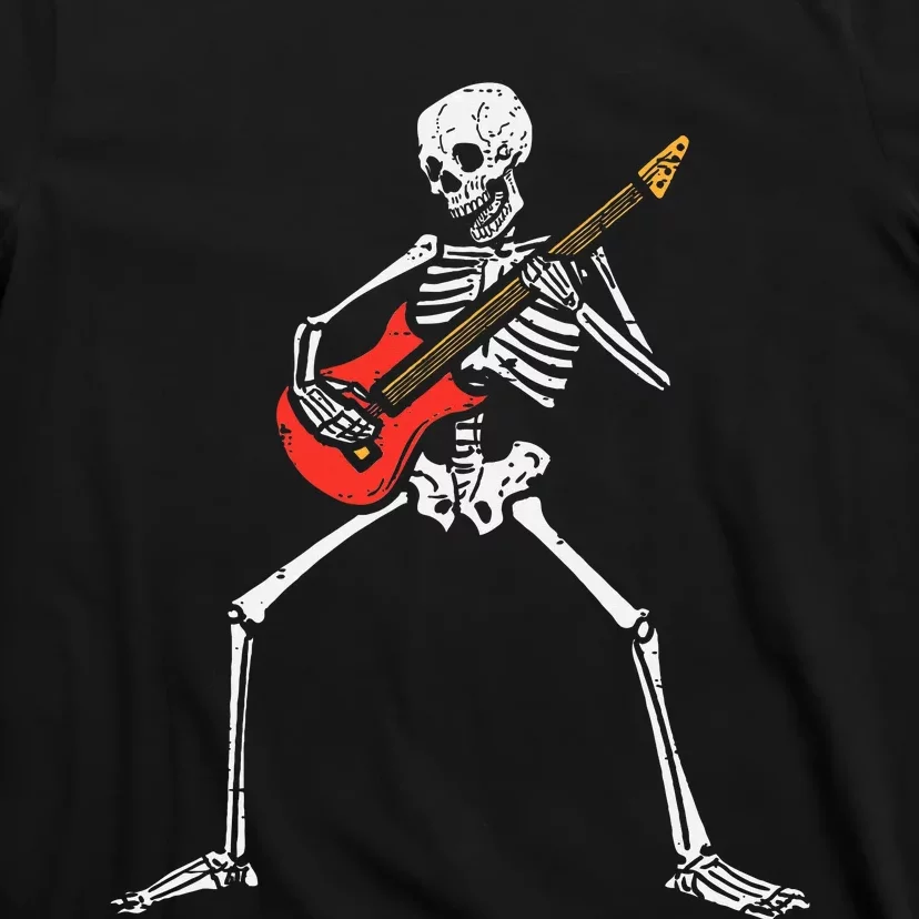 Halloween Skeleton Rocker Guitar Punk Rock Costume T-Shirt